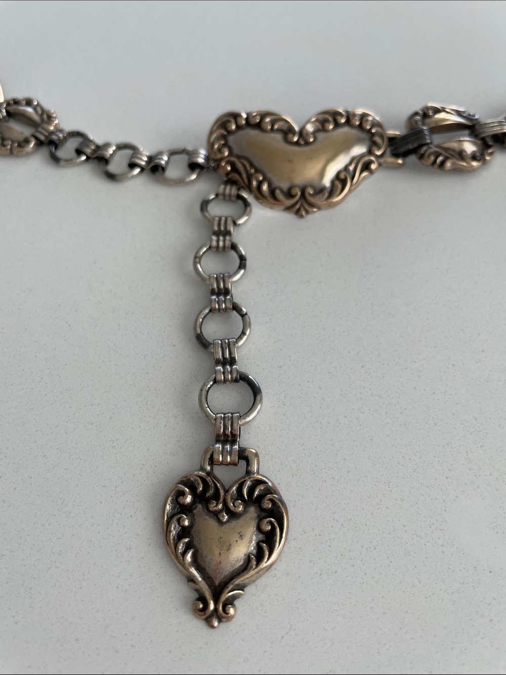 Brighton Antique Silver Heart Dangle Chain Belt 1996 - Picture 2 of 16